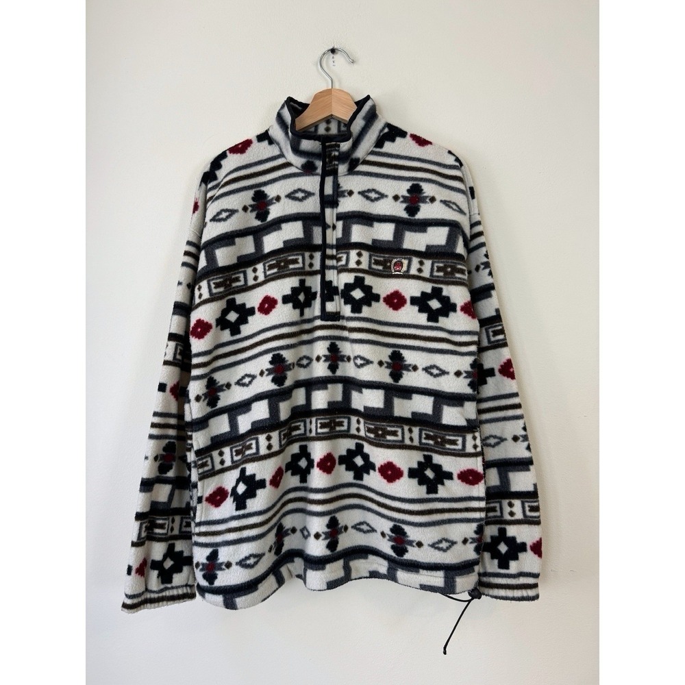 Vintage 90's Tommy Hilfiger Half Zip Geometric Fleece Sweatshirt - Large
